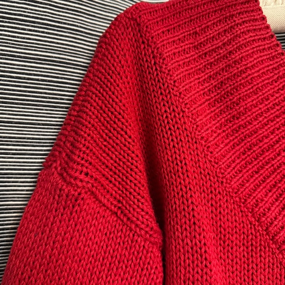 Stefano World Wide Cotton/Ramie Blend Red Cross Neck Sweater Size Large - Picture 6 of 8